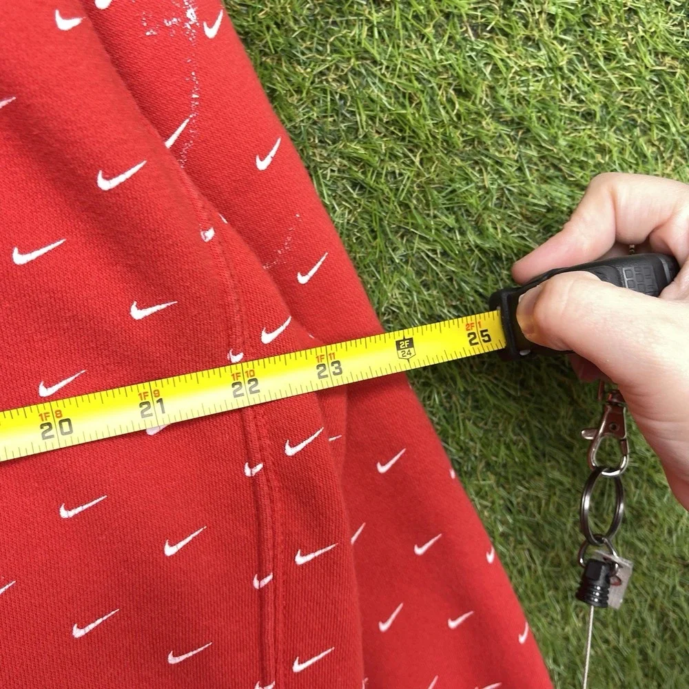 Nike Hoodie Mens Large Fleece Club Pullover Sweatshirt Sports AOP Swoosh y2k Red